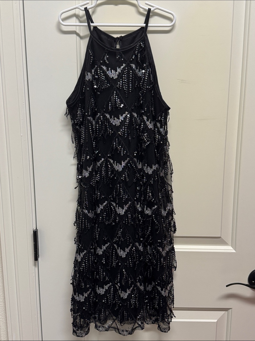 Xtraordinary Girls Black Beaded Fringe Midi Dress